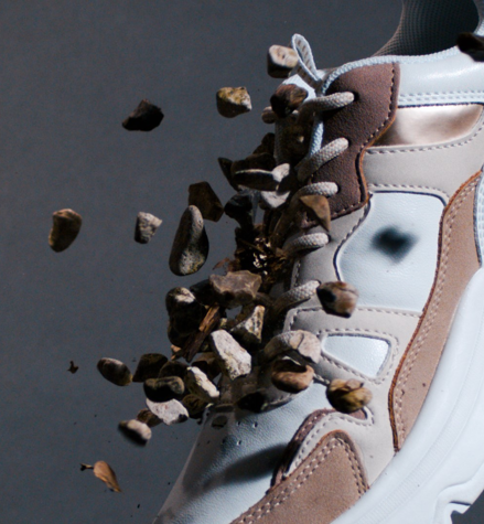 IMBOXed white and brown sneaker repelling stones