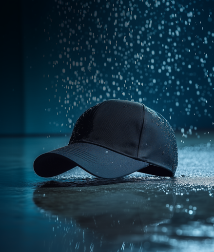 Cap in the rain