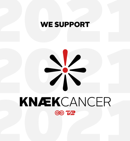 Knæk Cancer donor support logo 2021 with black and red cancer logo